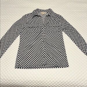 Black and White Checkered Long Sleeve Shirt